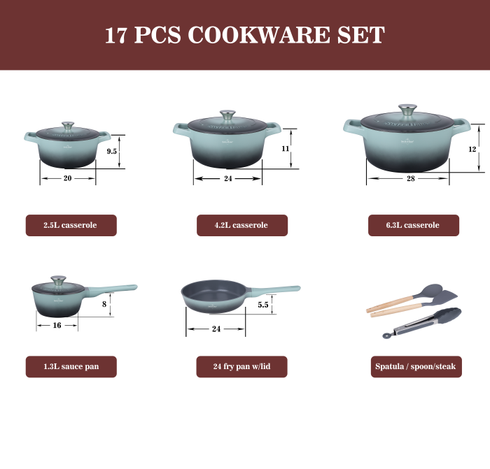 Set oale 17 piese Swiss Haus-Geneva, aluminiu, 16/20/24/28 cm, negru [13]