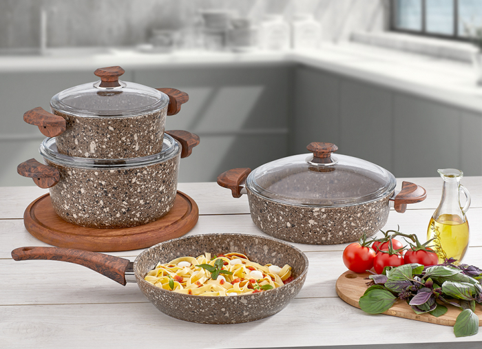 Set oale 7 piese OMS-Cookstone, aluminiu/granit, maro [6]