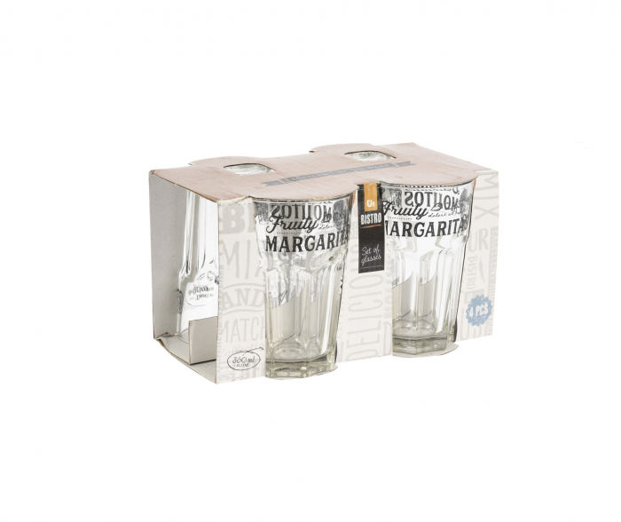 Set patru pahare Excellent Houseware, sticla, 8x12 cm, 360 ml, transparent/negru [2]