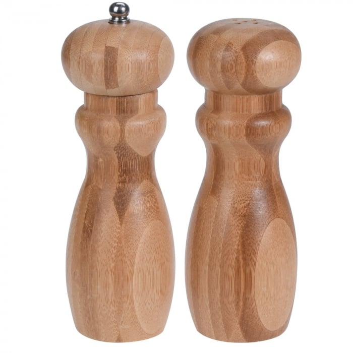Set rasnita si solnita Koopman-Excellent Houseware, bambus, 16.5 cm, crem [1]