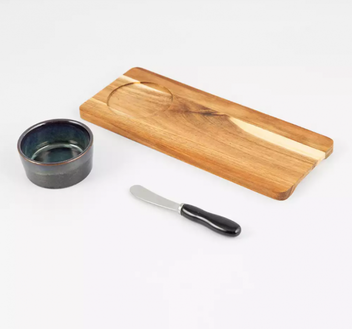 Excellent Houseware 3-piece serving set, ceramic/bamboo, 30x12x1.2 cm, blue [5]