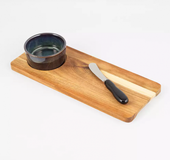 Excellent Houseware 3-piece serving set, ceramic/bamboo, 30x12x1.2 cm, blue [6]