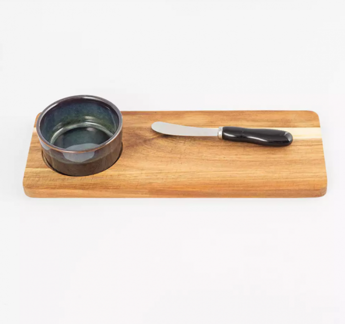 Excellent Houseware 3-piece serving set, ceramic/bamboo, 30x12x1.2 cm, blue [4]