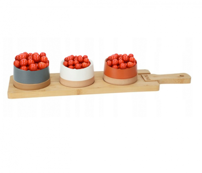 Set servire 4 piese Excellent Houseware, ceramica/bambus, 9.5x4.5 cm, multicolor [3]
