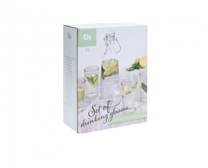Excellent Houseware soft drink serving set, glass, 10x30 cm, 1 l, transparent [2]