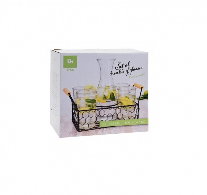 Excellent Houseware soft drink serving set, glass/metal, 30x17 cm, transparent/black [2]