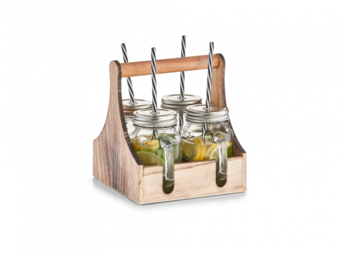 Set servire limonada Zeller, lemn/sticla, 22x20 cm, maro [2]