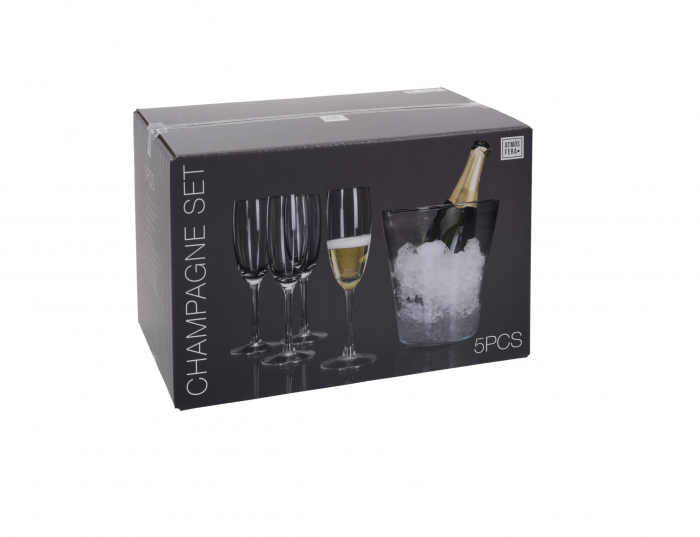 Excellent Houseware champagne serving set, glass, 5 pieces, transparent [2]