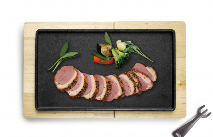 Ibili tapas serving set, cast iron/wood, 34/40x20/24 cm, black/brown [2]