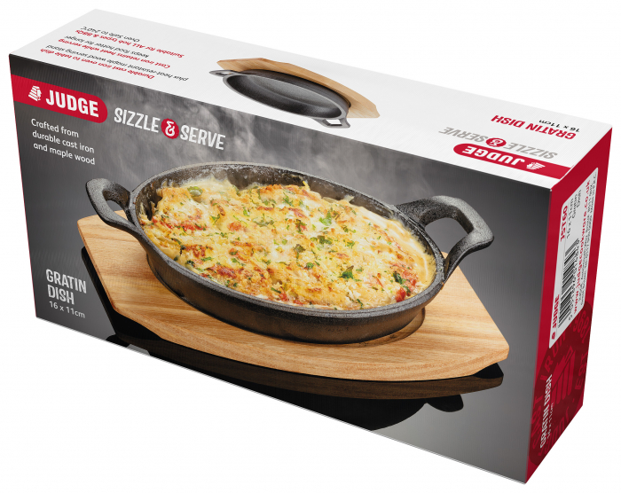 Set servire tapas Judge Sizzle&Serve, fonta/lemn, 16x11 cm, negru/maro [2]