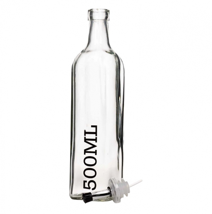 Set servire ulei/otet Excellent Houseware, sticla/otel inoxidabil, 6x26 cm, 500 ml, transparent/negru [5]