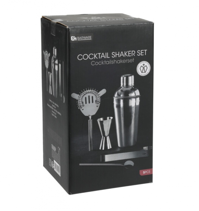 Set shaker si accesorii bar Excellent Houseware, otel inoxidabil, 12x23 cm, argintiu [2]