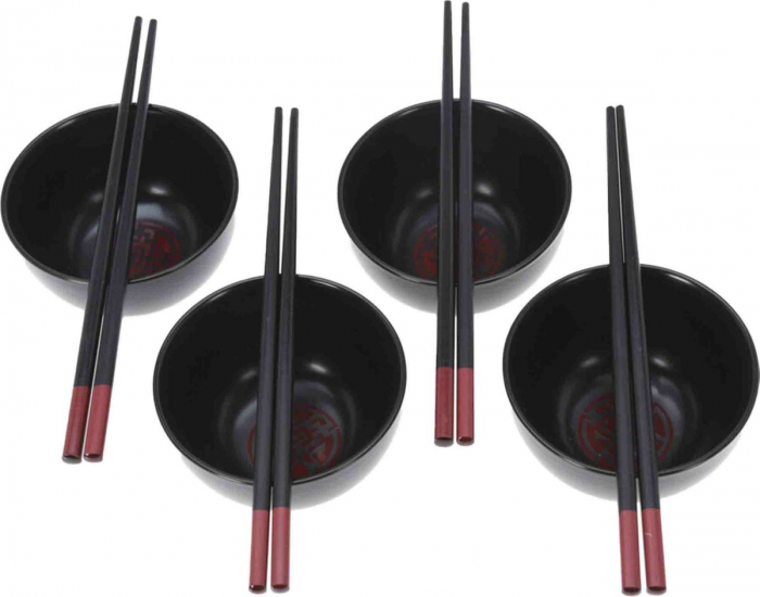 Set sushi 8 piese Excellent Houseware, ceramica/bambus, negru [3]