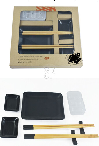 Set sushi 8 piese Excellent Houseware, ceramica, negru [7]