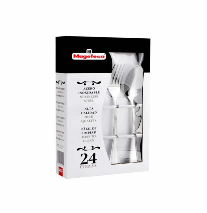 Set tacamuri Magefesa-Sevilla, otel inoxidabil, 24 piese, argintiu [2]