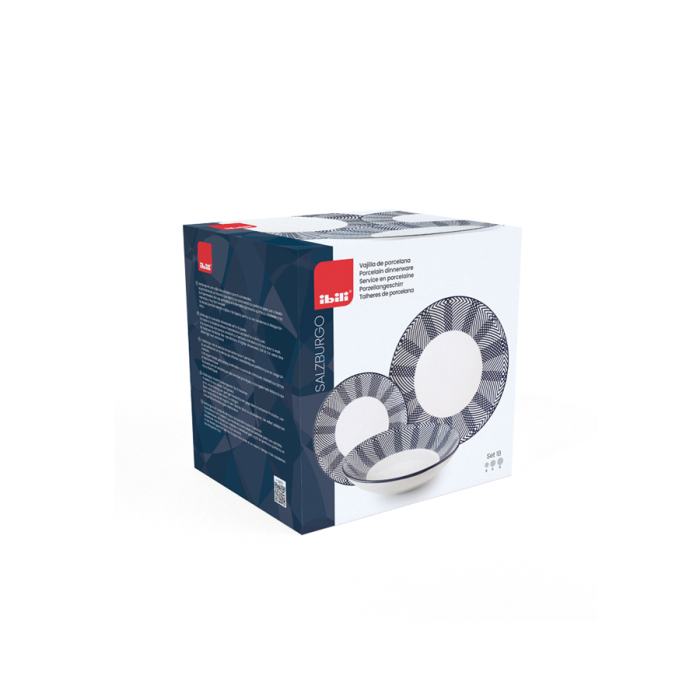 Set vase vesela Salzburg, portelan, 18 piese, alb/albastru [5]