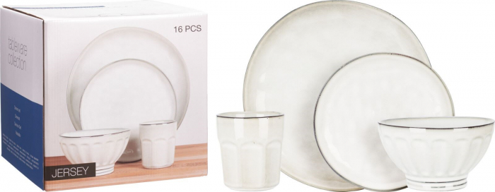 Set vesela Excellent Houseware, ceramica, 16 piese, alb [2]