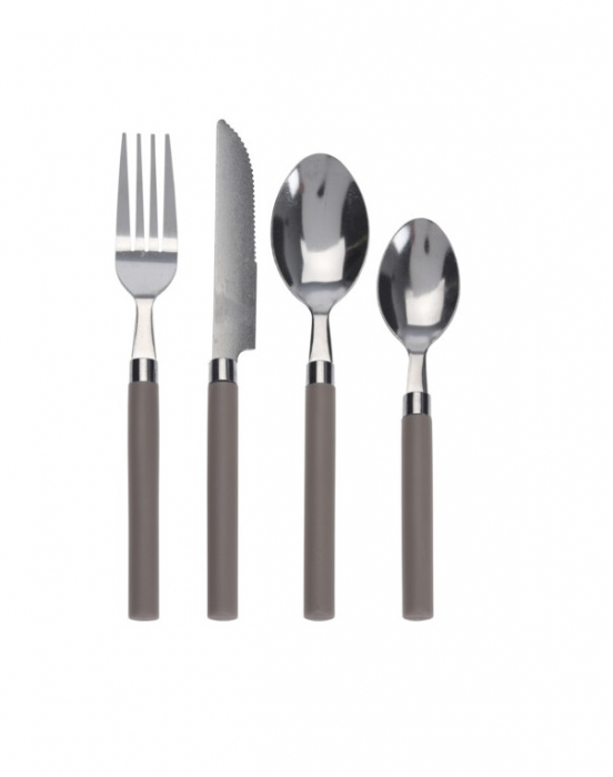 Set vesela si tacamuri Excellent Houseware, portelan/otel inoxidabil 18/0, 36 piese, alb/argintiu [3]