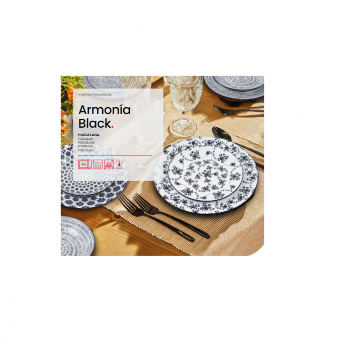 Set vesela Ibili Armonia, portelan, 12 piese, negru [2]