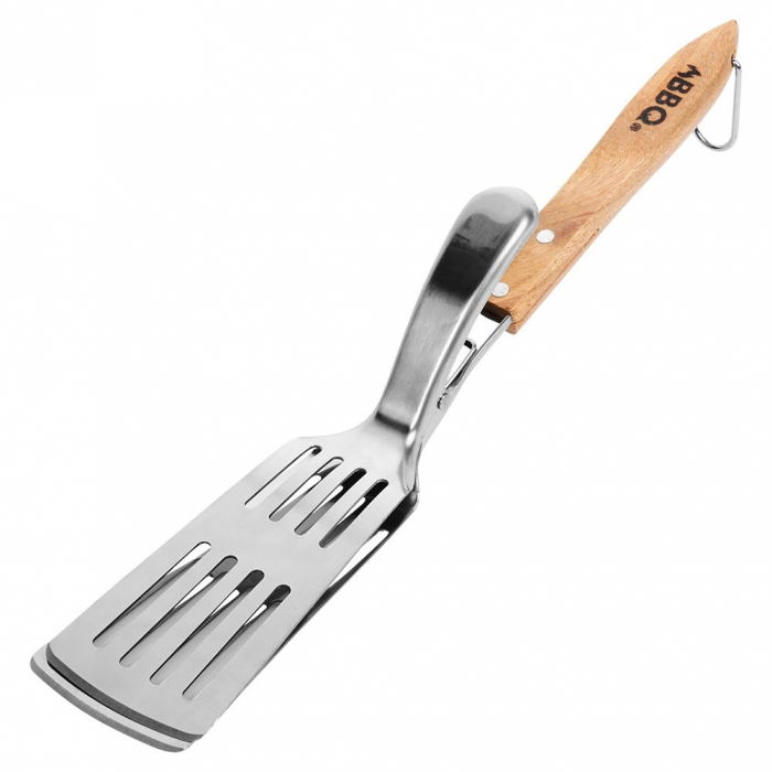 Spatula-cleste pentru gratar BBQ, otel inoxidabil/lemn, 40 cm, argintiu/maro [3]