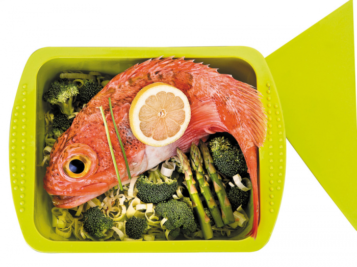 Ibili steam cooking container, silicone, 28x21x8 cm, 2.5 l, green [2]