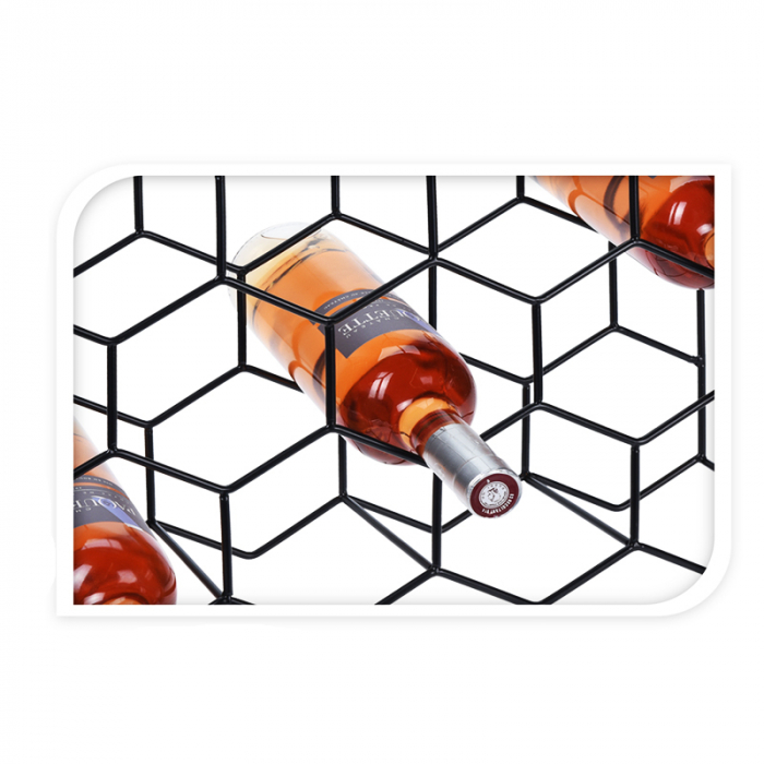 Suport 11 sticle vin Excellent Houseware, metal, 44x15x29 cm, negru [2]