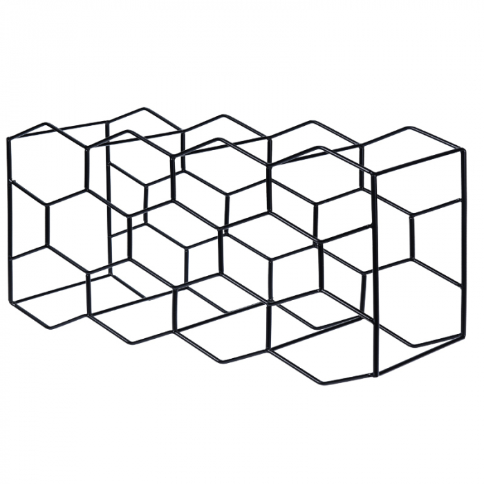 Suport 11 sticle vin Excellent Houseware, metal, 44x15x29 cm, negru [3]