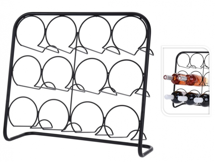 Suport 12 sticle vin Home&Styling Collection, metal, 45x14x38 cm, negru [2]