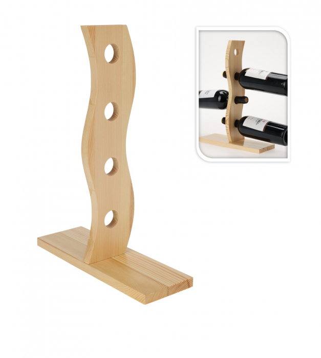 Suport 4 sticle vin Excellent Houseware, bambus, 30x10x40 cm, maro [2]
