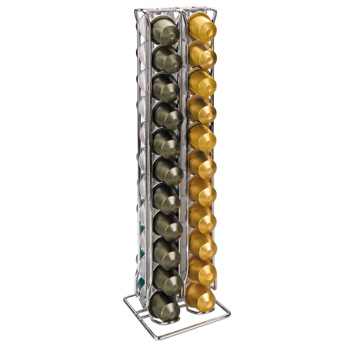 Suport 44 capsule Nespresso Ibili-Fuji, otel cromat, 10x10x38 cm, argintiu [1]