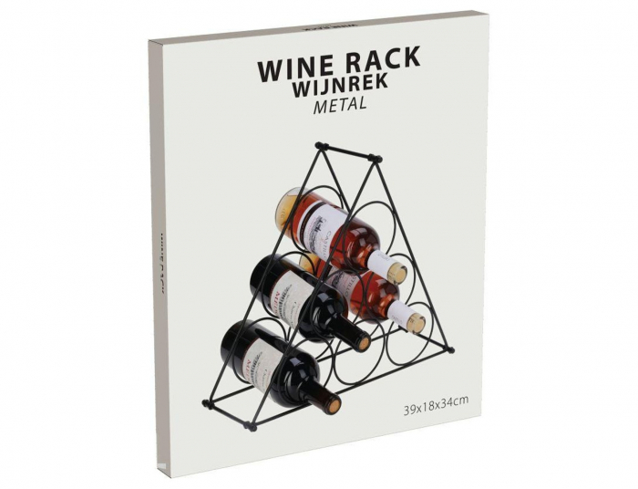 Suport 6 sticle vin Koopman, metal, 39x18x34 cm, negru [4]