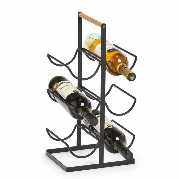 Suport 6 sticle vin Zeller, metal, 23.5x20x46 cm, negru [2]