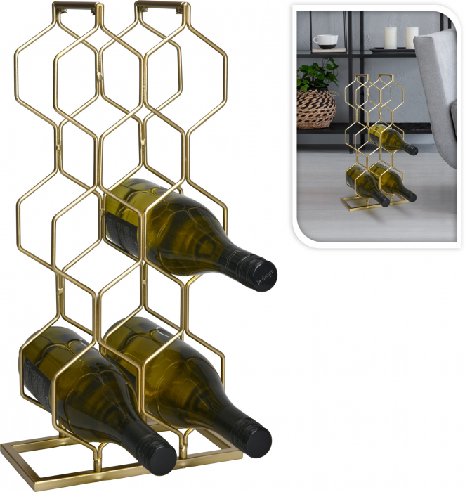 Home&Styling Collection 8-bottle wine rack, metal, 23x11x48 cm, gold [6]
