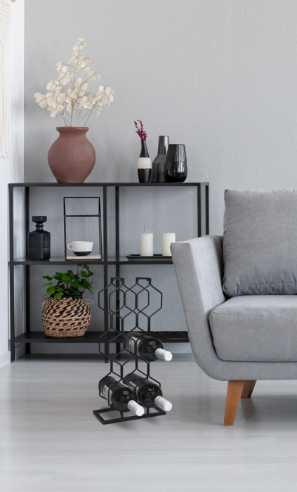 Suport 8 sticle vin Home&Styling Collection, metal, 23x11x48 cm, negru [3]