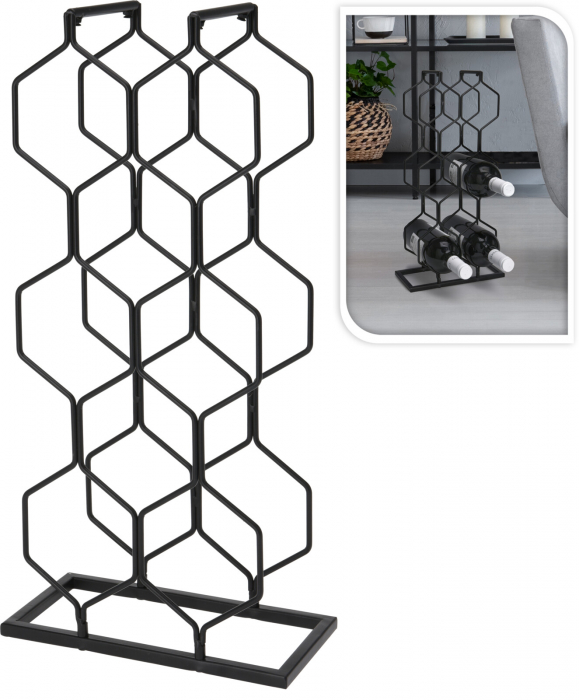 Suport 8 sticle vin Home&Styling Collection, metal, 23x11x48 cm, negru [5]