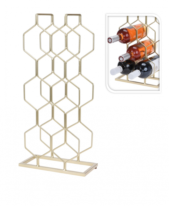 Home&Styling Collection 8-bottle wine rack, metal, 23x11x48 cm, gold [2]