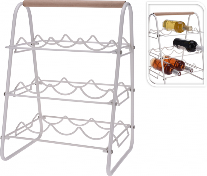 Home&Styling Collection 9-bottle wine rack, metal, 33x29x46 cm, white/brown [2]