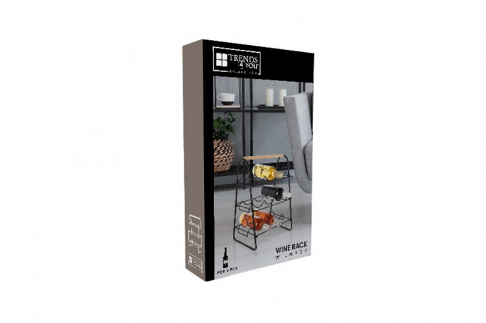 Suport 9 sticle vin Home&Styling Collection, metal, 33x29x46 cm, negru/maro [4]