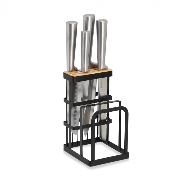 Suport cutite Zeller, metal/bambus, 12x14x22 cm, negru [2]