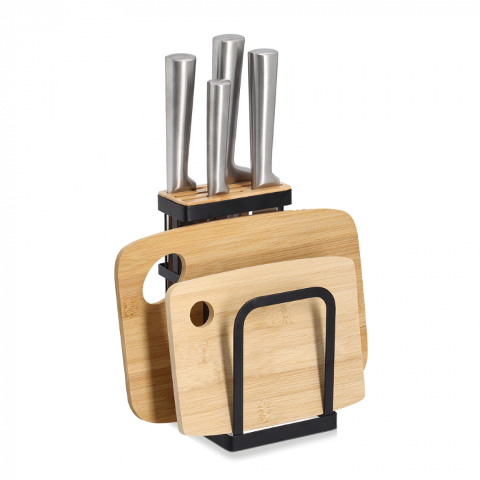 Suport cutite Zeller, metal/bambus, 12x14x22 cm, negru [4]