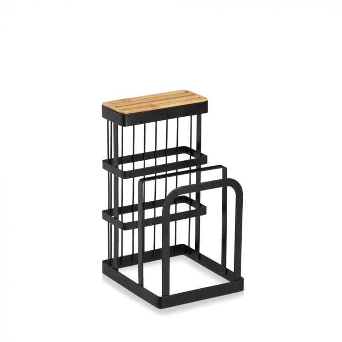 Suport cutite Zeller, metal/bambus, 12x14x22 cm, negru [1]