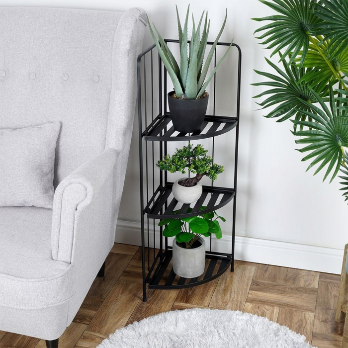 Excellent Houseware folding corner flower stand, metal, 42x30x90 cm, green [2]