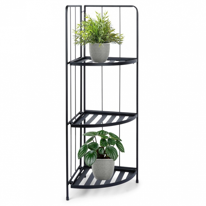 Excellent Houseware folding corner flower stand, metal, 42x30x90 cm, green [1]