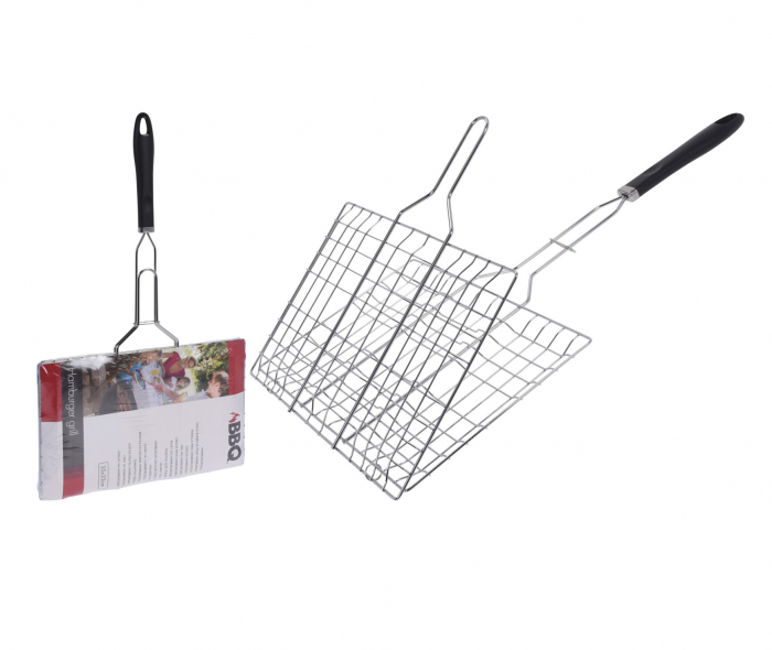 Suport gratar pentru hamburgeri BBQ, otel cromat, 60x35 cm, argintiu [2]