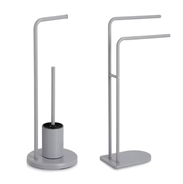 Suport hartie si perie toaleta Zeller, metal, 22x63 cm, gri [4]
