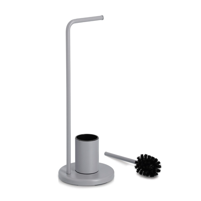Suport hartie si perie toaleta Zeller, metal, 22x63 cm, gri [3]