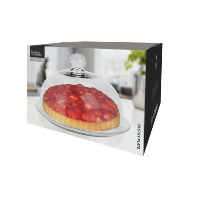 Suport pentru tort Excellent Houseware, sticla, 30x17 cm, transparent [2]
