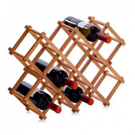 Suport pliabil 10 sticle vin Excellent Houseware, bambus, 54.5x16.5x36.5 cm, maro [3]