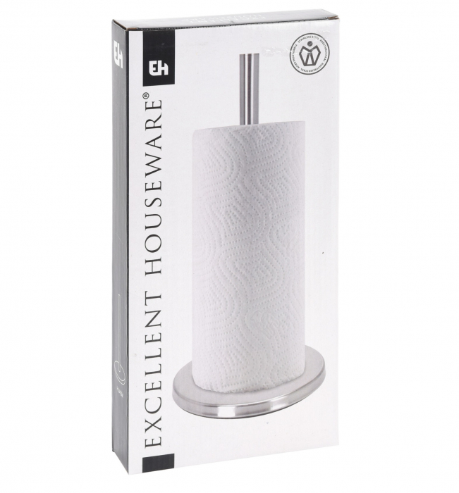 Suport rola prosoape bucatarie Excellent Houseware, otel inoxidabil, 15.5x34 cm, argintiu [2]