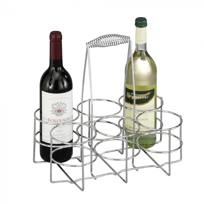 Suport sase sticle vin Zeller, metal, 32x22x31 cm, argintiu [2]